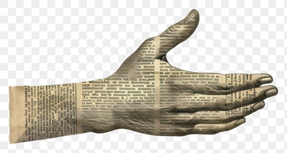 PNG Ephemera paper hand art newspaper vintage.