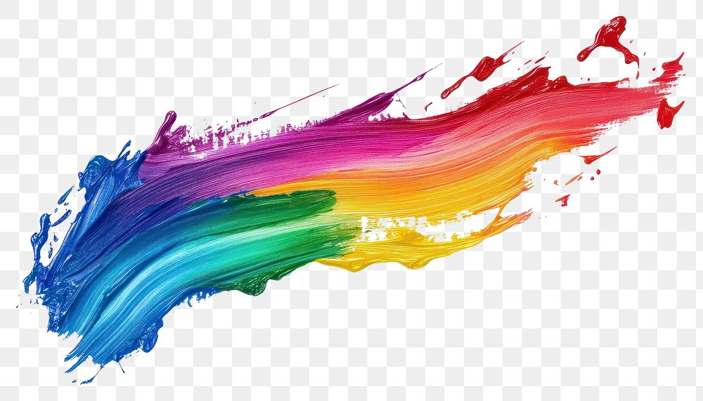 PNG Rainbow flat paint brush stroke splash art expression.