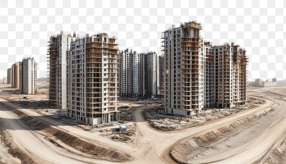 PNG Real high-rise condominium complex architecture construction buildings.