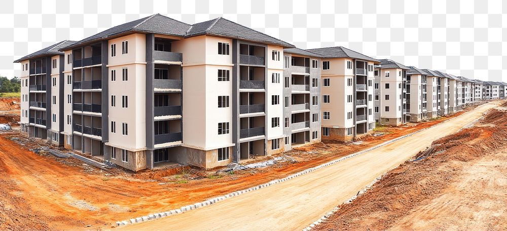 PNG Real condominium complex architecture construction buildings.