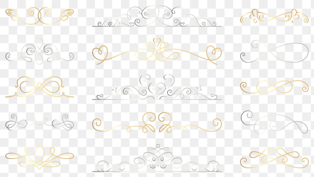 PNG Elegant vintage ornamental dividers collection set on transparent background