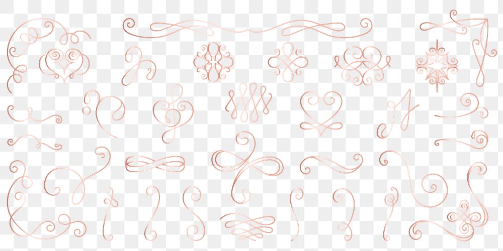 PNG Elegant vintage decorative flourishes collection set on transparent background