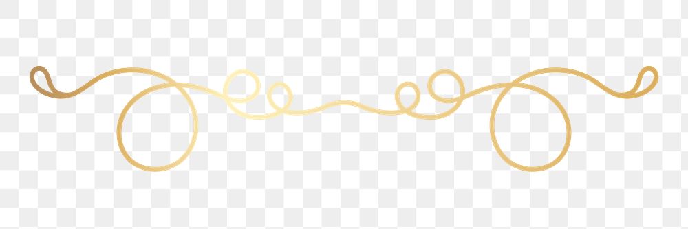 PNG Elegant gold swirl divider on transparent background