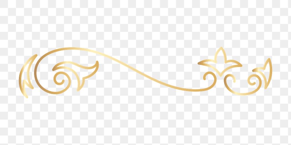 PNG Elegant gold decorative flourish on transparent background