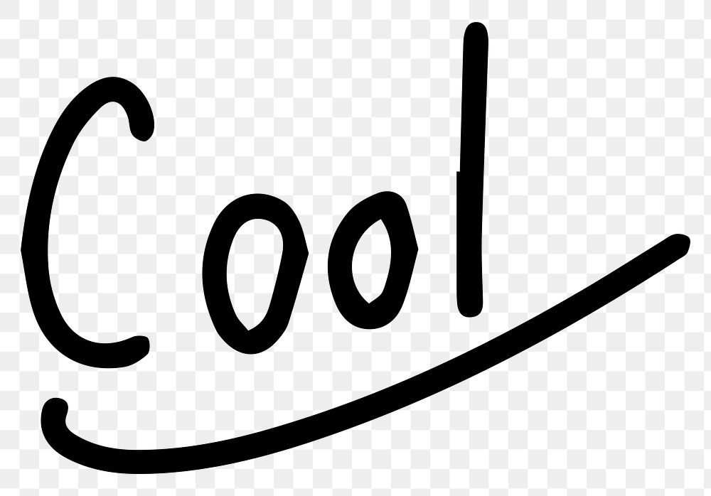 PNG Casual handwritten 'Cool' in bold black on transparent, transparent background