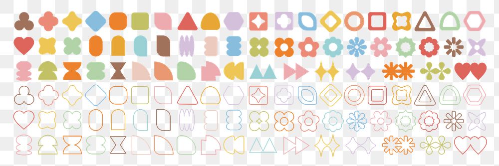 PNG Colorful geometric shape collection on transparent background