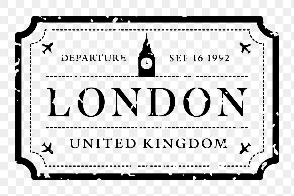 PNG Vintage London travel stamp illustration, transparent background