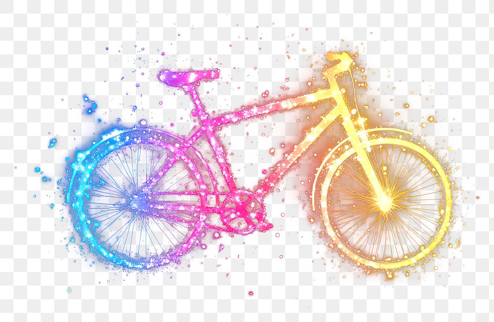 PNG Colorful bicycle shape light glitter background black bike.