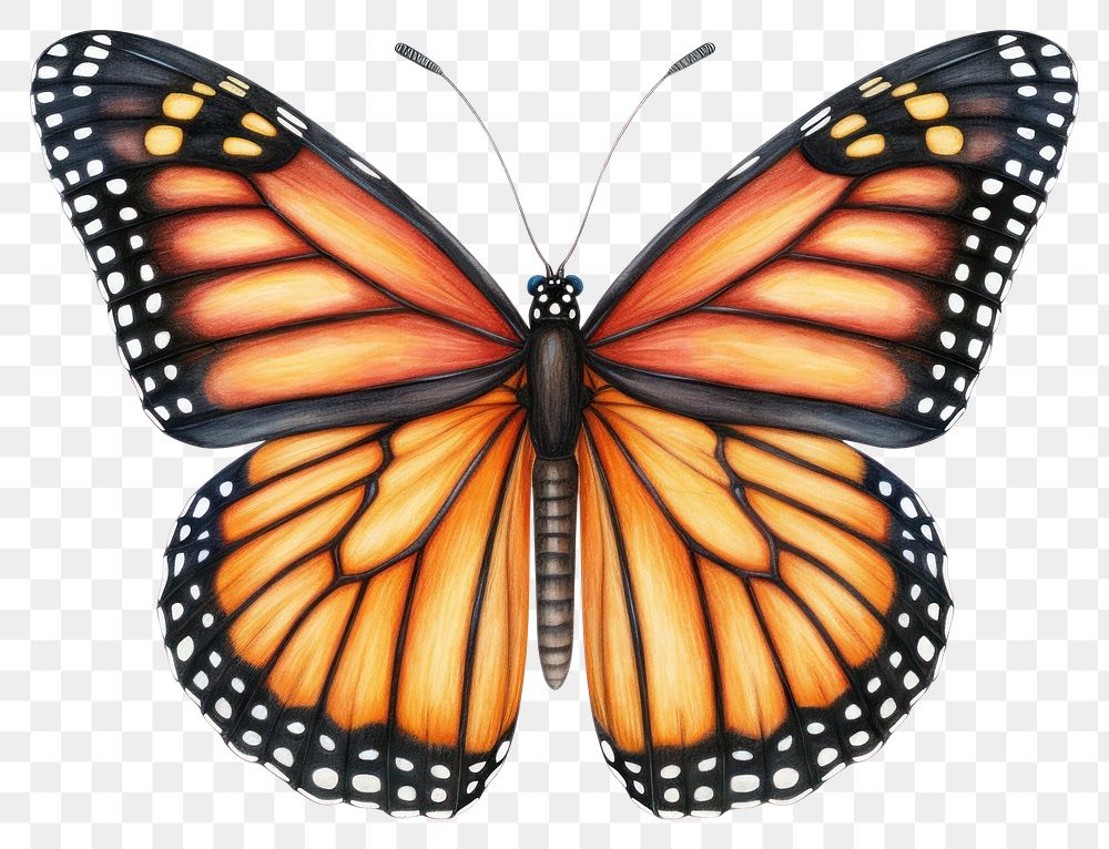 PNG Butterfly monarch illustration drawing.