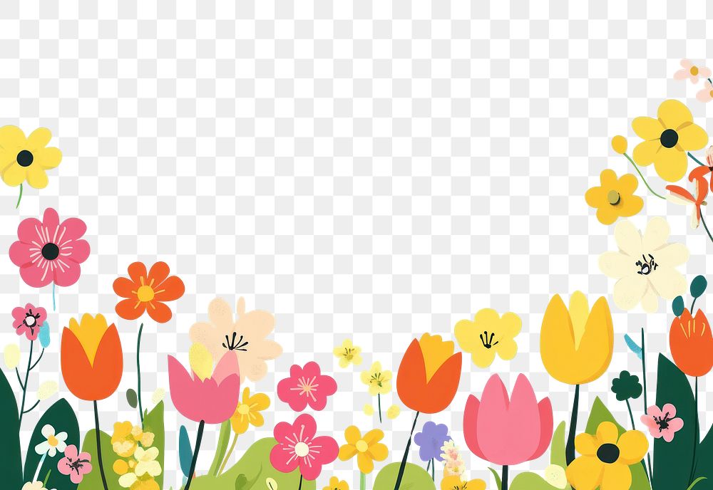 PNG Spring flowers illustration colorful nature.