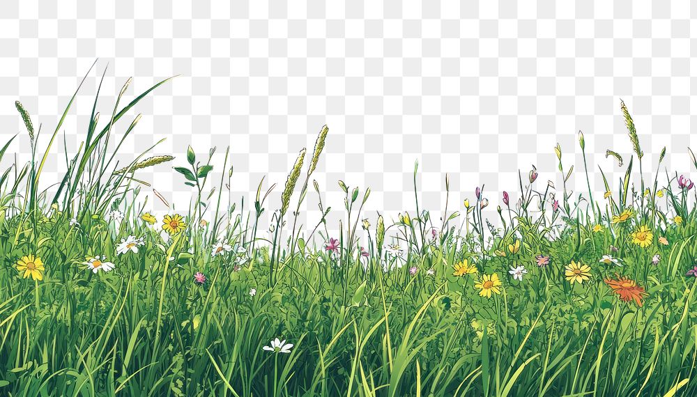 PNG Grassy meadow with wildflowers sky outdoors scenery.