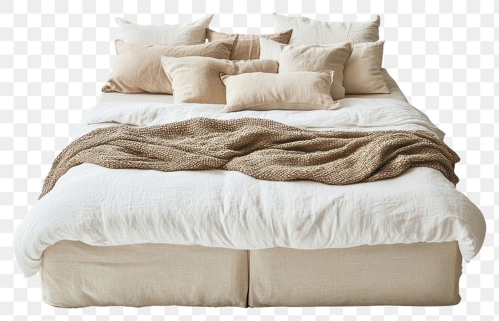 PNG Bed minimal blanket pillows comfortable.