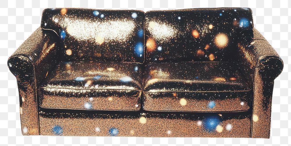 PNG Glitter sofa furniture space-themed artistic.