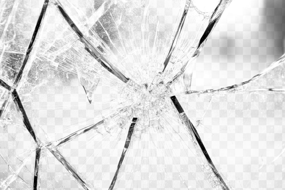 PNG Cracked glass shattered intricate broken.