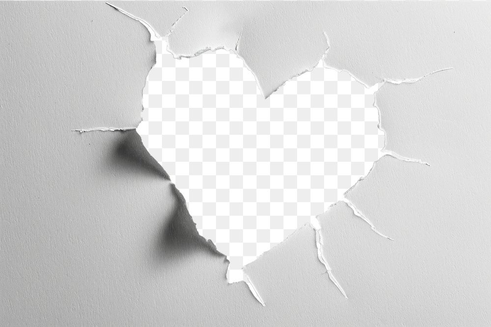 PNG White paper background texture heart.