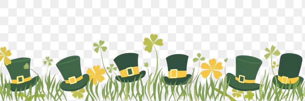 PNG Funky vector clover border hats green st..