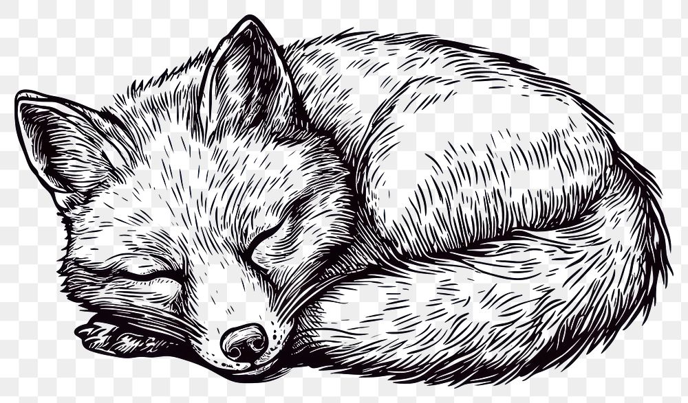 PNG Fox art wildlife drawing.