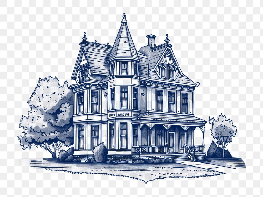 PNG Vintage mansion drawing architecture illustration.