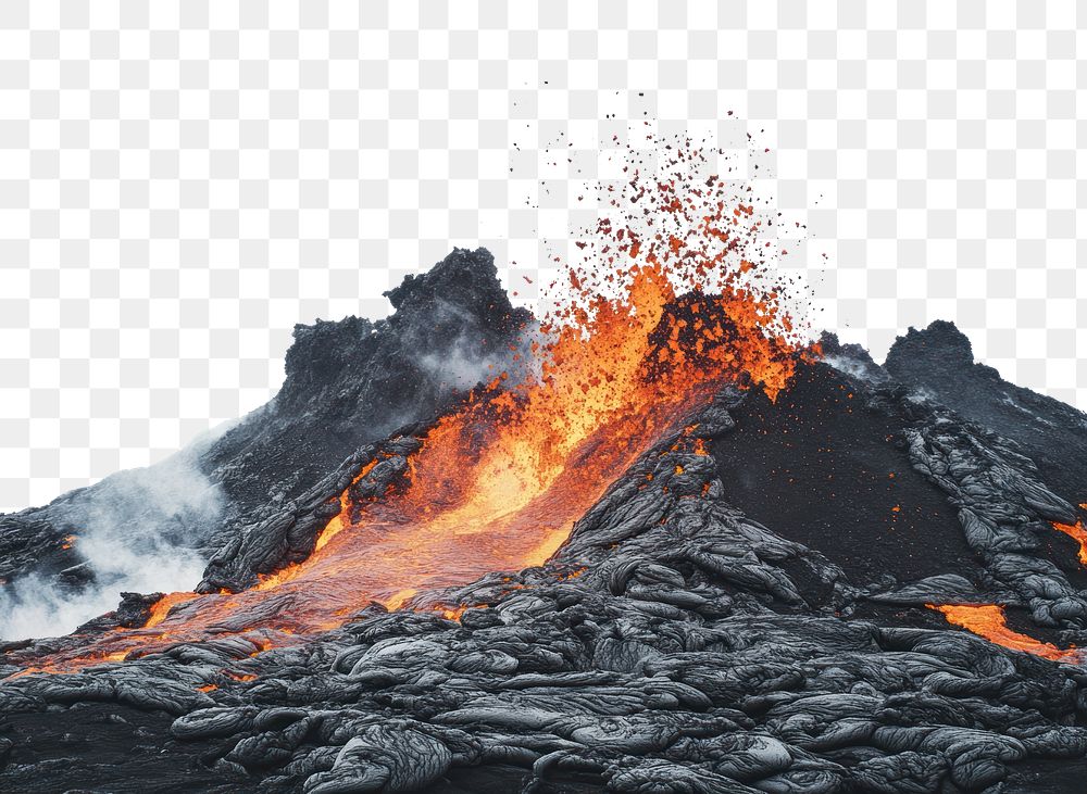 PNG Erupting volcano lava mountain eruption.