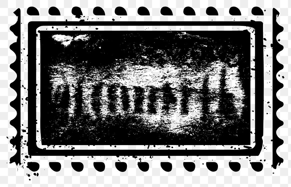 PNG Vintage full postal stamp border grunge black white.