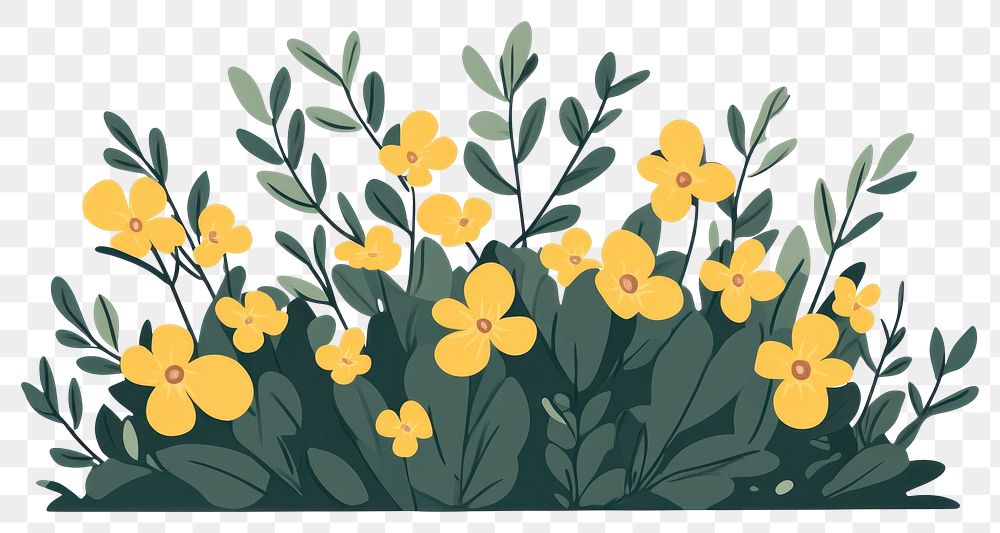 PNG A bush and flower flowers art illustration.