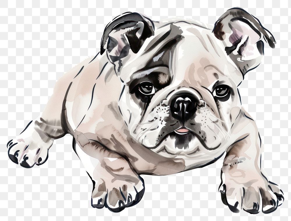 PNG Baby bulldog character illustration animal cute.