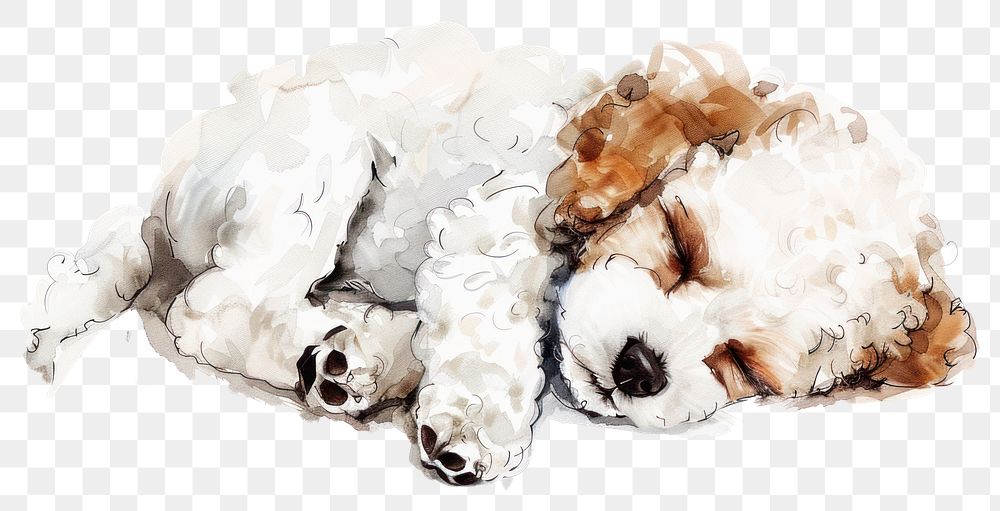 PNG Baby poodle character dog illustration sleeping.