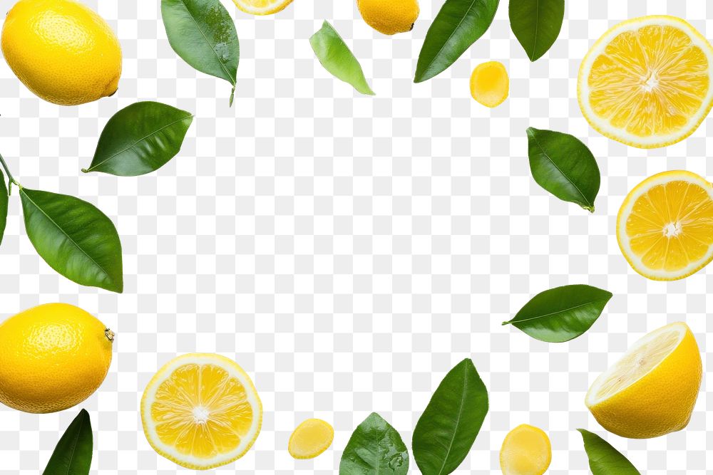 PNG Lemon border background slices fruits.