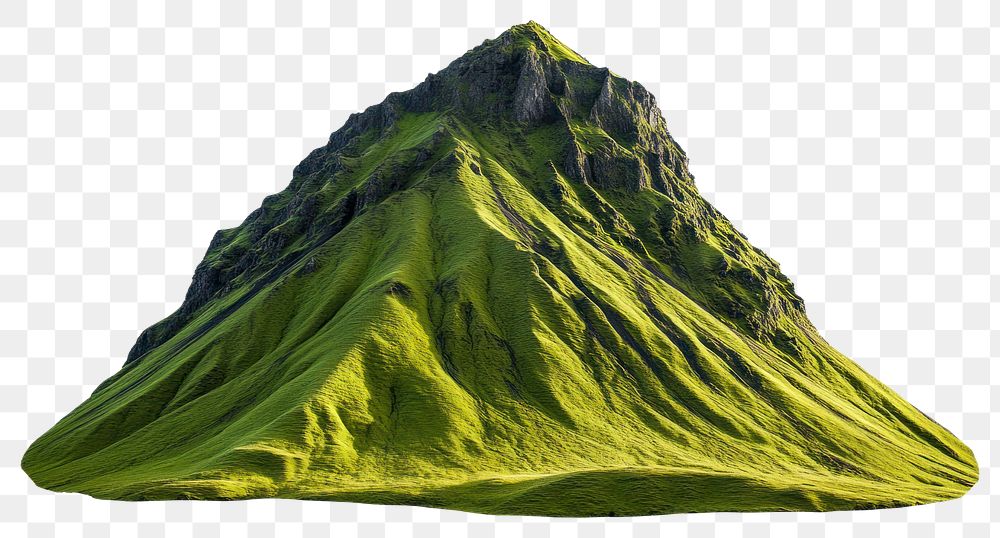 PNG Green Iceland rocky mountain landscape isolated scenery.