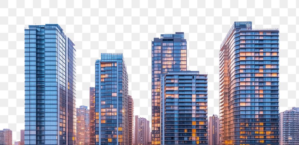 PNG Highrise buildings at dusk architecture cityscape urban.