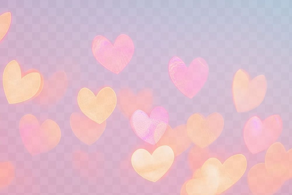 PNG Blurred heart shapes bokeh background hearts pastel.