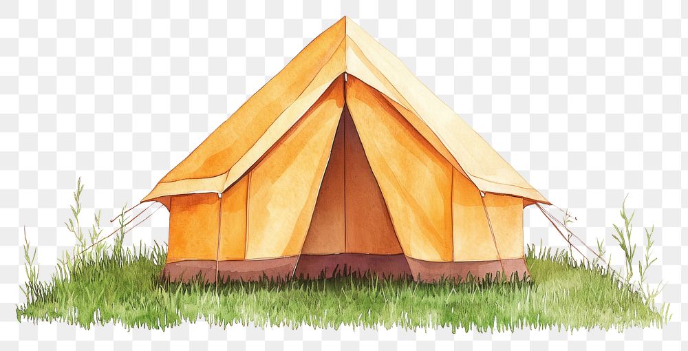 PNG Tent on grass illustration watercolor outdoors.