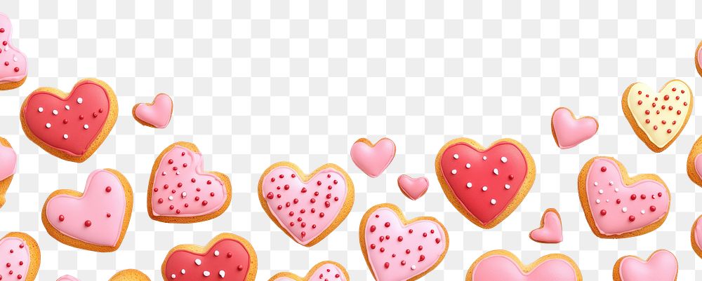 PNG Heart-shaped cookies border valentine's hearts pink.