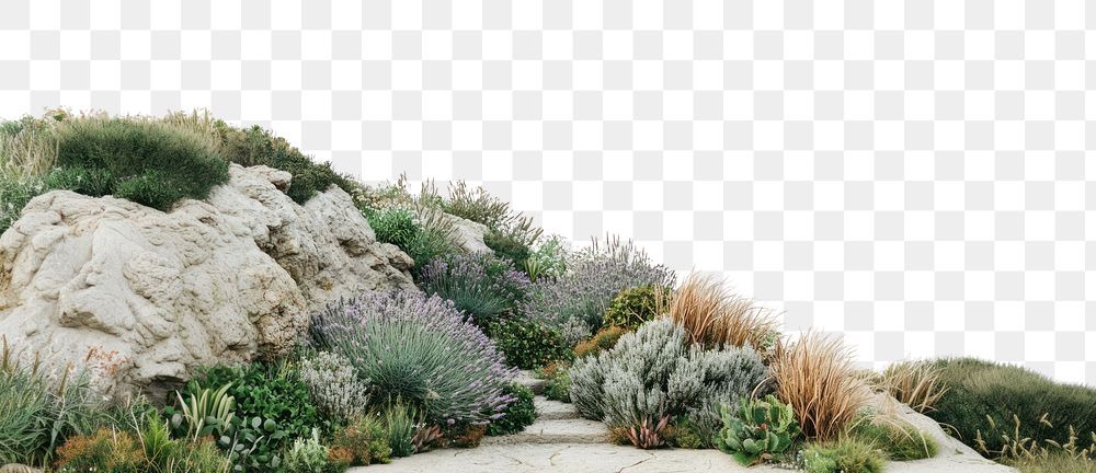 PNG Coastal Cliffside Garden ocean rock sea.