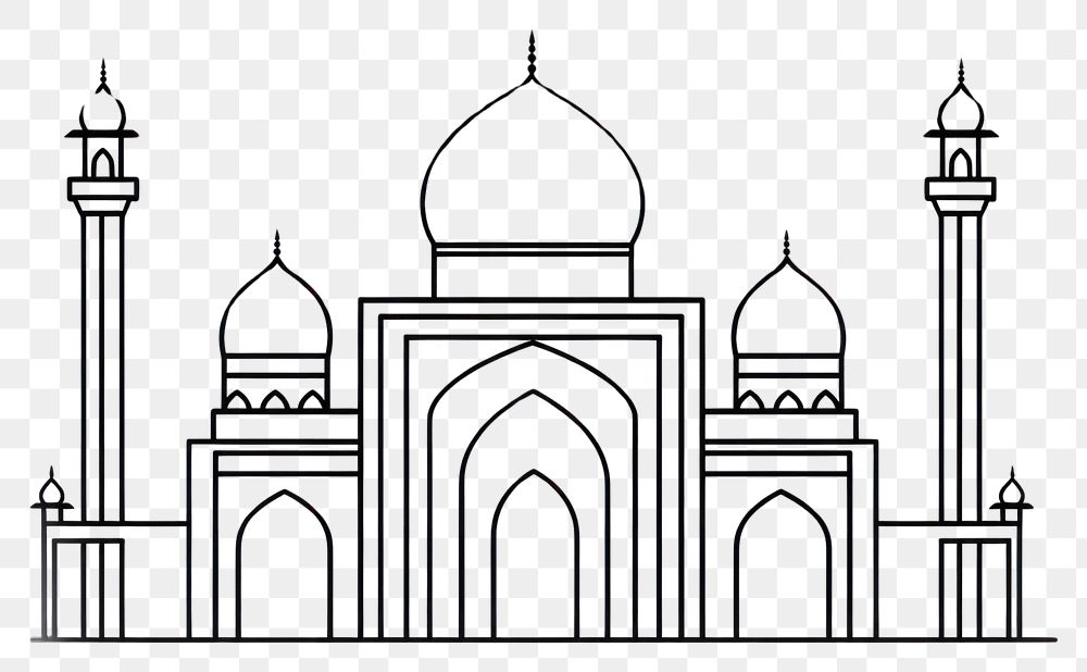 PNG Golden line art mosque architecture illustration minimalist.