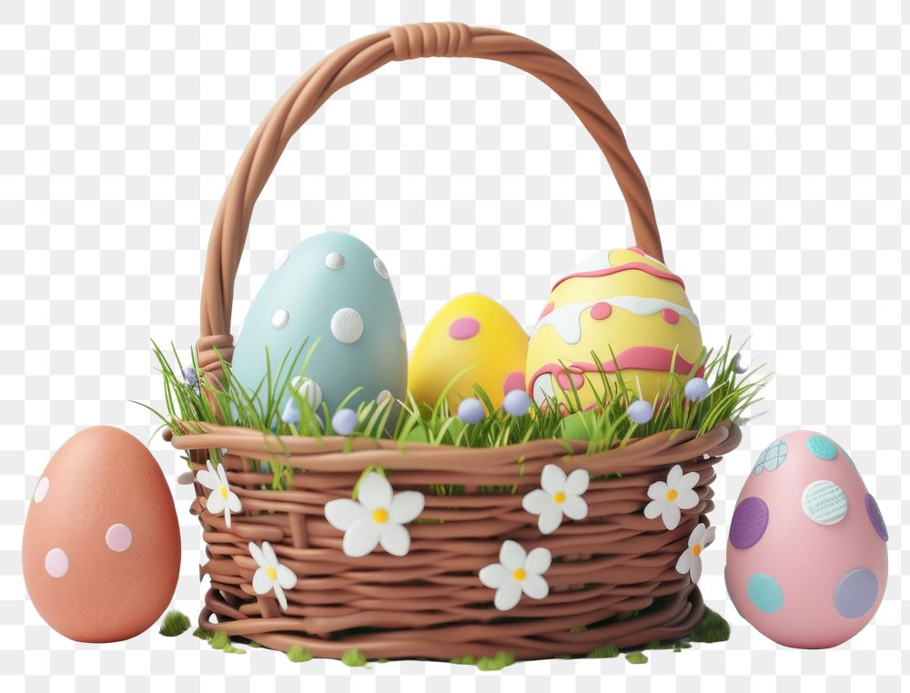 PNG Basket of four eggs easter illustration celebration.