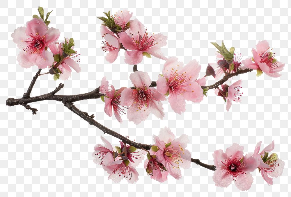 PNG Pink cherry blossoms delicate flowers springtime.