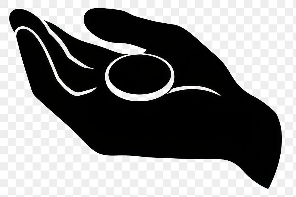 PNG Hand holding coin black white illustration.