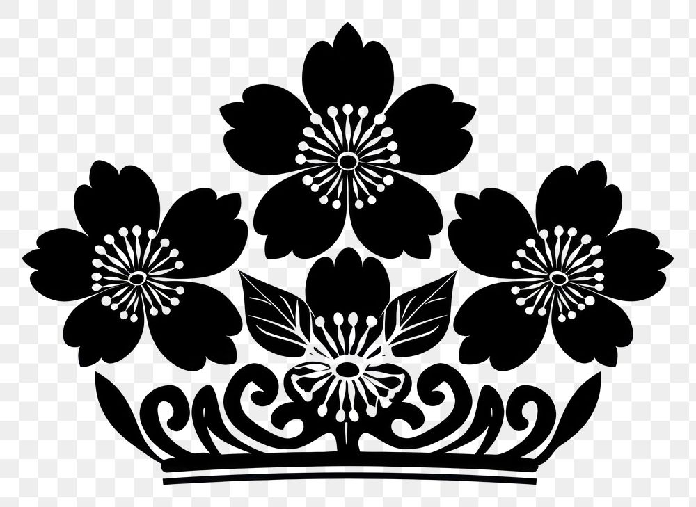 PNG Flower crown silhouette elegant black.