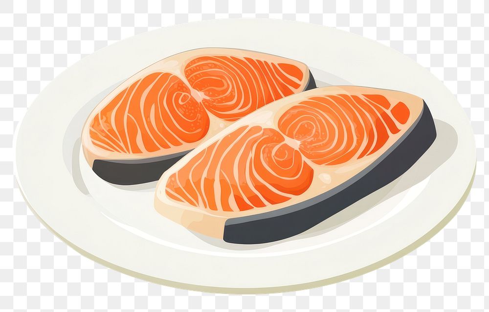 PNG Salmon Steak Side Dish Image illustration transparent background.