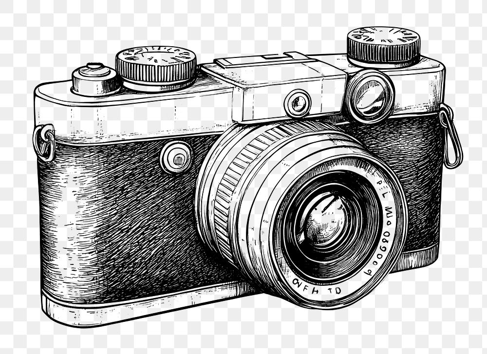 PNG Vintage camera illustration electronics photography.