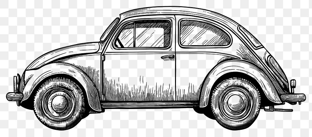 PNG Beetle car automobile drawing vehicle.