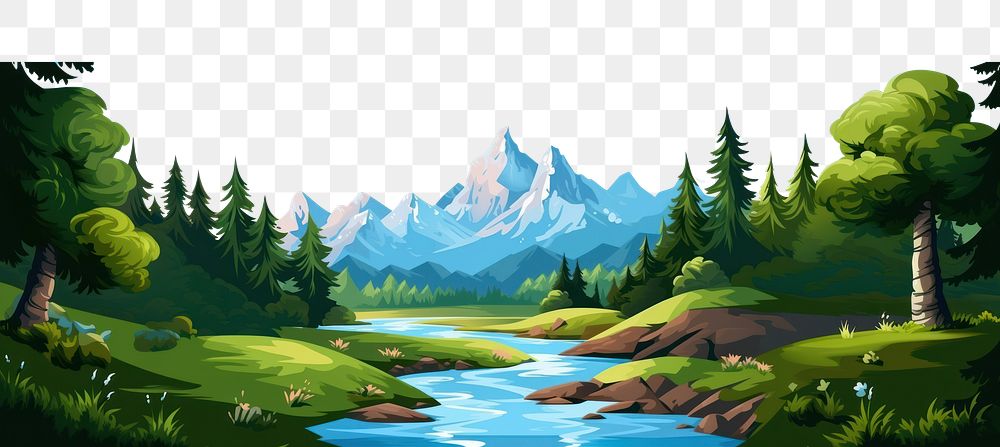 PNG Beautiful nature mountain landscape illustration outdoors.