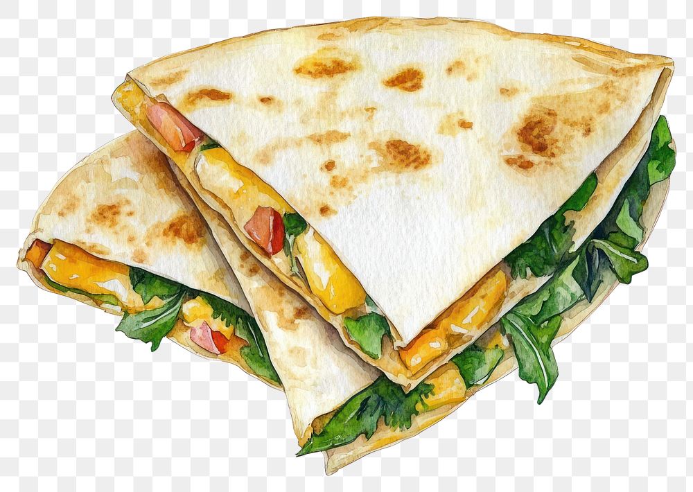 PNG An quesadilla food illustration watercolor.