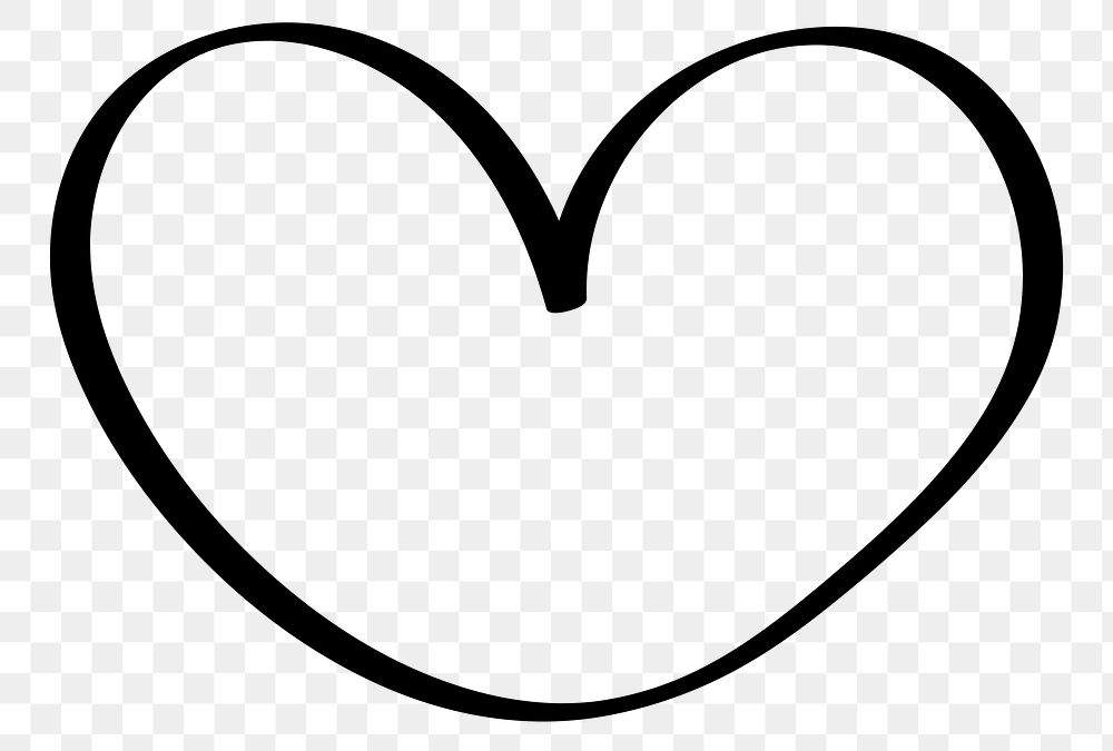 PNG Simple black heart outline, transparent background