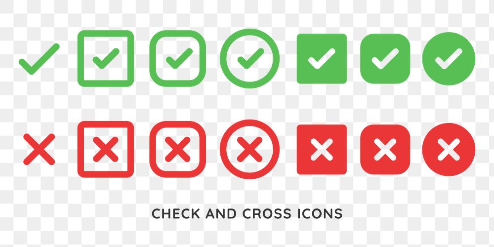 PNG Green check red cross icons on transparent background