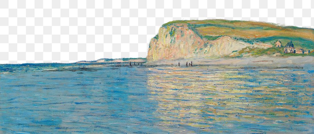 Png Monet low tide painting border, transparent background, remixed by rawpixel.