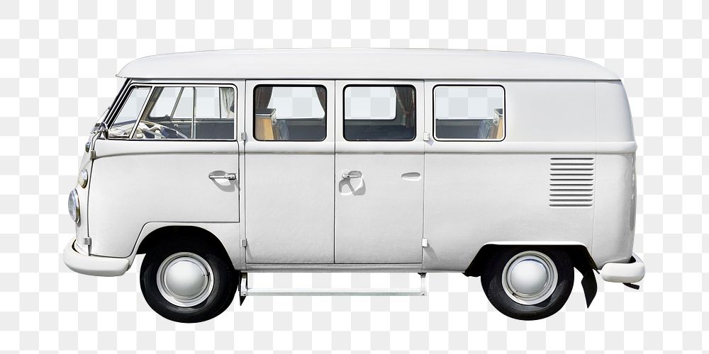 White vintage van png sticker, vehicle image on transparent background