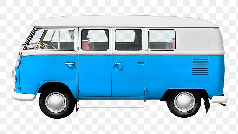 Blue vintage van png sticker, vehicle image on transparent background