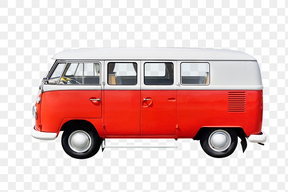 Red vintage van png sticker, vehicle image on transparent background